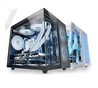 Boîtier microatx - Boîtier Gaming de Type Cube avec Double Panneau en Verre trempé, Double Chambre et Grille pour Une Ventilation optimale.