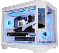 Mars Gaming MC-3TCORELCDM Boîtier Gaming Micro-ATX, Écran IPS de 7,2” Personnalisable, Triple Verre Trempé, Structure Double Chambre Latérale, Support de Refroidissement Liquide jusqu'à 360mm, Blanc