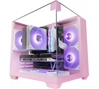 Mars Gaming MC-VISIONM, Boîtier Gaming Compact MicroATX, Triple Verre Trempé, Structure Double Chambre, Support Refroidissement Liquide Jusqu’à 240mm, Mini-Tour PC avec Grande Capacité Interne, Rose