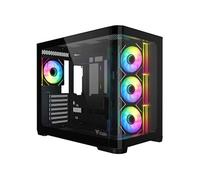 Itek Boîtier Dark Cave Curved - Tour Gaming - ATX - 4 Ventilateurs ARGB 12 cm - 2X USB 3.0 - Type-C - Panneaux latéral et Frontal en Verre trempé incurvé