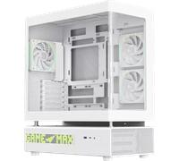 GameMax N90 WH - Boîtier PC Midi Tower Blanc, ATX/ITX/Mini-ATX, Mesh/Métal/Verre Trempé, 2x3.5", 2x2.5", USB 3.2 Gen 1/Gen 2 Type-A/C, Ventilation 120mm arrière, Refroidissement liquide 120/240/280/36