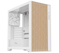Itek Boîtier Woody - ATX, 3 x 14 cm, Ventilateur Blanc, 2 x USB3, Type-C, façade en Bois, Panneau latéral en Verre tempéré, édition Blanche
