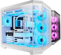 Mars Gaming MC-3TCORE, Boîtier ATX, Triple Verre Trempé, Double Chambre, Compatible avec Cartes-mères à Connecteurs Inversés, Blanc