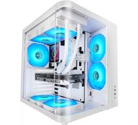 Mars Gaming MC-CURV, Boîtier Gaming ATX, Triple Verre Trempé Courbé Continu l’Avant et sur Le Côté, Structure à Double Chambre, Moyen-Tour PC Compact, Grande Capacité Interne, USB-C et USB 3.0, Blanc