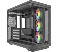Mars Gaming Boîtier Gaming ATX MC-REV Double verre trempé 3x ARGB inversés 12cm GPU vertical Noir