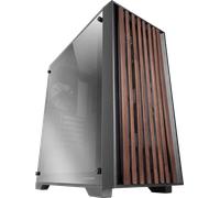 Mars Gaming MC-Wood, Boîtier PC ATX, Panneau Frontal en Bois, Fenêtre Latérale en Verre Chromé, Ventilateur FDB 120mm, Refroidissement Liquide jusqu'à 360mm, Double Chambre, Semi-Tour PC, Noir