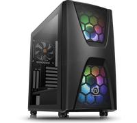 Tour midi Thermaltake Commander C34 TG Boîtier PC, Boîtier gaming noir 2 ventilateurs LED pré-installés, 1 ventilateu