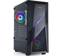 TooQ Boîtier de jeu TQGCC102-B – Moyenne tour ATX/Micro-ATX/Mini-ITX, Verre trempé, RVB, Noir