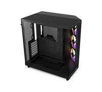 Nzxt H6 Flow RGB CC-H61FB-R1 Boîtier Moyen-Tour Compact Double Chambre Airflow Comprend 3 Ventilateurs 120 mm RGB Panneaux panoramiques en Verre Panneaux Airflow Haute Performance Noir