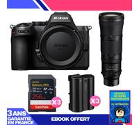 Boitier Nikon Z5 II + 180-600mm f/5.6-6.3 VR + 3 SanDisk 256GB Extreme PRO UHS-II SDXC + 3 Nikon EN-EL15c + Ebook 'Devenez Un Super Photographe
