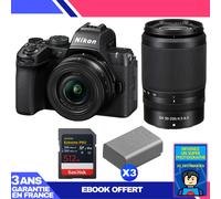Boitier Nikon Z50 II + 16-50mm + 50-250mm + 1 SanDisk 512GB Extreme PRO UHS-II SDXC + 3 Nikon EN-EL25a + Ebook 'Devenez Un Super Photographe
