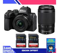 Boitier Nikon Z50 II + 16-50mm + 50-250mm + 2 SanDisk 64GB Extreme PRO UHS-II SDXC + Ebook 'Devenez Un Super Photographe
