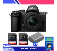 Boitier Nikon Z50 II + 16-50mm f/3.5-6.3 VR + 2 SanDisk 64GB Extreme PRO UHS-II SDXC + 3 Nikon EN-EL25a + Ebook 'Devenez Un Super Photographe