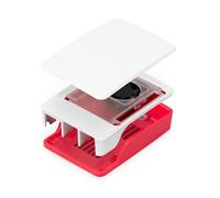 Boîtier officiel Raspberry Pi 5,coque en ABS rouge et blanc avec ventilateur solitaire à température,support de cluster empilable pour RPI 5 Pi5 - Type Case