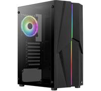 Aerocool Mecha ARGB Mid Tower PC Gaming Case with Tempered Glass Window, 12 cm ARGB Fan, 2 x USB 3.0, Supports ATX/Micro-ATX/Mini-ATX, Black