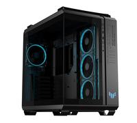 ASUS TUF Gaming GT502 Horizon TG ARGB Black, châssis Double Chambre avec Design panoramique et Panneau en Verre, 4 Ventilateurs ARGB préinstallés, Port USB-C Haute Vitesse, montable sans Outils, Noir