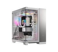 Corsair 6500X Boîtier PC mATX Mid-Tower à Double Chambre - Verre Trempé Panoramique - Connexion Inversée Compatible avec la Carte Mère - Pas de Ventilateurs Inclus - Blanc/Gris Satiné Aluminium
