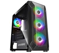 EMPIRE GAMING - Boitier PC Gamer Ruby - ARGB Moyenne Tour ATX, mATX, ITX - Façade Mesh - Paroi Latérale en Verre Acrylique - 4 Ventilateurs 3 Pins 5 Volts LED RGB Adressable 120 mm - MB Sync - Noir