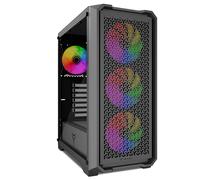 Boîtier PC Gaming ATX Yeyian Vault - Tour ATX, panneau en verre trempé, 4 ventilateurs inclus, support GPU 320 mm et radiateur 360 mm - Noir