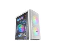 Boîtier PC Gaming MicroATX MC300 Blanc, Verre Trempé, Façade Mesh, 3 Ventilateurs FRGB