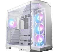 Boîtier PC gaming MSI MAG PANO 100R PZ moyen tour blanc ARGB avec panneau latéral et avant verre trempé