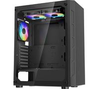 Boîtier PC Gaming VEVOR, tour intermédiaire, panneau en verre trempé avec flux d'air élevé, filtre à poussière, 3x 120 mm ventilateurs ARGB, gestion des câbles, pour GPU jusqu'à 320 mm de long, pour A