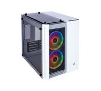 Boîtier PC Micro ATX Corsair Crystal 280X Blanc - Acier/Verre trempé, 2x3.5" + 3x2.5", 4 slots d'extension, Refroidissement liquide H55 à H115i, 398x276x351mm
