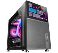 Mars Gaming MC-LCD, Boîtier PC Micro-ATX Gaming, Ecran LCD IPS 8"", Grille Latérale, Supérieure et Frontale, Verre Trempé, Noir