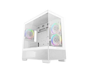 Boîtier PC Mid Tower Compact Cube DEEPCOOL CG380 3F Panneaux en verre trempé 3 ventilateurs ARGB Blanc