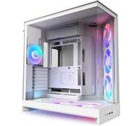 Boîtier PC NZXT H9 FLOW RGB+ 2025 moyen tour blanc avec panneau latéral et avant verre trempé