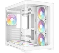Boîtier PC SAMA V60 Blanc ATX mi-tour double chambre verre trempé incurvé 7 ventilateurs ARGB 120 mm