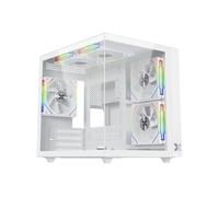 Xigmatek Boîtier Micro-ATX EN44427 Aqua M Lite Arctic – 2 panneaux verre trempé, 5x120mm ARGB, Blanc
