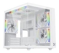 Xigmatek Boîtier Micro-ATX EN44427 Aqua M Lite Arctic – 2 panneaux verre trempé, 5x120mm ARGB, Blanc