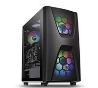 Tour midi Thermaltake Commander C34 TG Boîtier PC, Boîtier gaming noir 2 ventilateurs LED pré-installés, 1 ventilateu