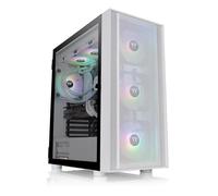 Tour midi Thermaltake CA-1T9-00M6WN-01 Boîtier PC blanc 3 ventilateurs LED pré-installés, compatible LCS, fenêtre latérale