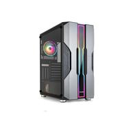 Boîtier PC TooQ Nightcity TQGCC103-B Midi Tower Noir/Argent, Acier/Verre Trempé, ATX/EATX/microATX/Mini-ITX, 2x3.5", 2x2.5", Vent. 120mm inclus, Radiateurs 360mm max, USB 3.2 Gen 1