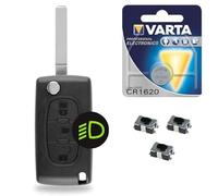 Boitier Plip Télécommande Compatible Clef Peugeot 207 307 407 308 607 3008 5008 Partner Expert ✚ 3 Switch ✚ 1 Pile CR1620 VARTA - Kit iRace Keys®