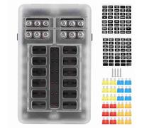 Boîtier porte-fusibles à 12 circuits avec témoin lumineux LED, bloc de fusibles à lames pour applications automobiles et nautiques, conception étanche aux éclaboussures avec