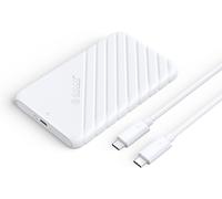 Boîtier pour disque dur externe USB C 6,3 cm, USB 3.1 vers SATA III 6 Gbit/s, sans pilote sur PC, ordinateur portable, MacBook PS4, conforme à la norme UASP Blanc