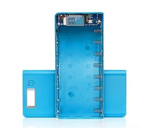 Boîtier pour Power Bank DIY 8x18650 Double USB LED Boîtier pour(blue) | Supporte 8 piles plates, double port USB, pour affichage LED, soudure, pour idéal bricolage