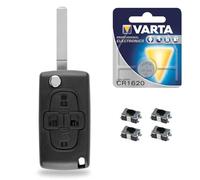 Boitier pour Télécommande Coque de Clé Plip Compatible avec Peugeot 1007 • 4 Switch • 1 Pile cr1620 Varta - Kit iRace Keys®