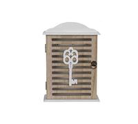 Boîtier Range-clés en bois beige et blanc - 27.5 x 19 cm