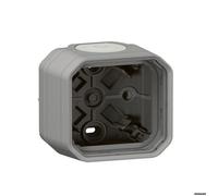 Boîtier saillie étanche Plexo 1 poste avec 2 embouts à membrane amovible et perforable sans découpe et 1 entrée - gris