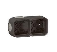 Boîtier saillie étanche Plexo 2 postes horizontaux et verticaux sans cloison avec 4 embouts à membrane - Anthracite - LEGRAND - 069602L