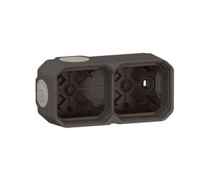 Boîtier saillie étanche Plexo 2 postes horizontaux et verticaux sans cloison avec 4 embouts à membrane - Anthracite - LEGRAND - 069602L