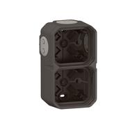 Boîtier saillie étanche Plexo 2 postes pour montage horizontal ou vertical, sans cloison, avec 3 embouts à membrane amovible et perf