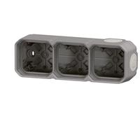 Legrand Boîtier saillie Plexo 069680L – 3 postes, horizontal ou vertical, embouts à membrane – Gris