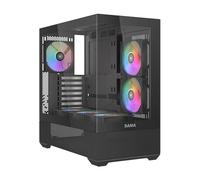 Boîtier SAMA V40 ATX, 6 Vent. ARGB PWM, Double Vitre, USB-C, Noir | Flux d'air Vertical, Conception Double Chambre, USB 3.1 Type-C, 7 Slots, Compatible GPU ATX/MATX/ITX