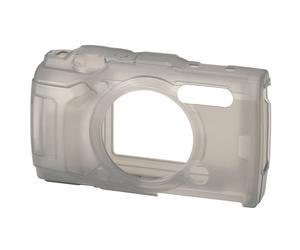 Boîtier silicone Olympus CSCH-127 pour TG-6 Antichoc Texturé Gris translucide