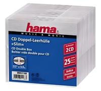 Hama Boîtier slim pour CD – 2 disques – transparent – Pack de 25